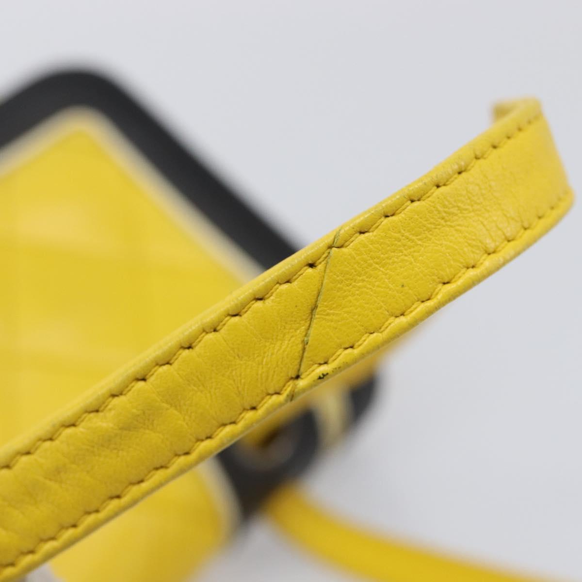 CHANEL Matelasse 2.55 Shoulder Bag Lamb Skin Yellow Silver CC Auth bs25489