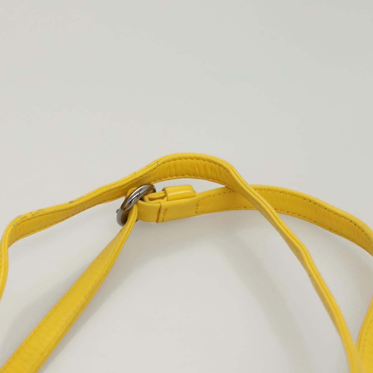 CHANEL Matelasse 2.55 Shoulder Bag Lamb Skin Yellow Silver CC Auth bs25489