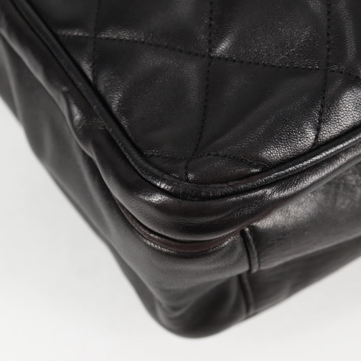 CHANEL Matelasse Tote Bag Lamb Skin Black Gold CC Auth bs25490A