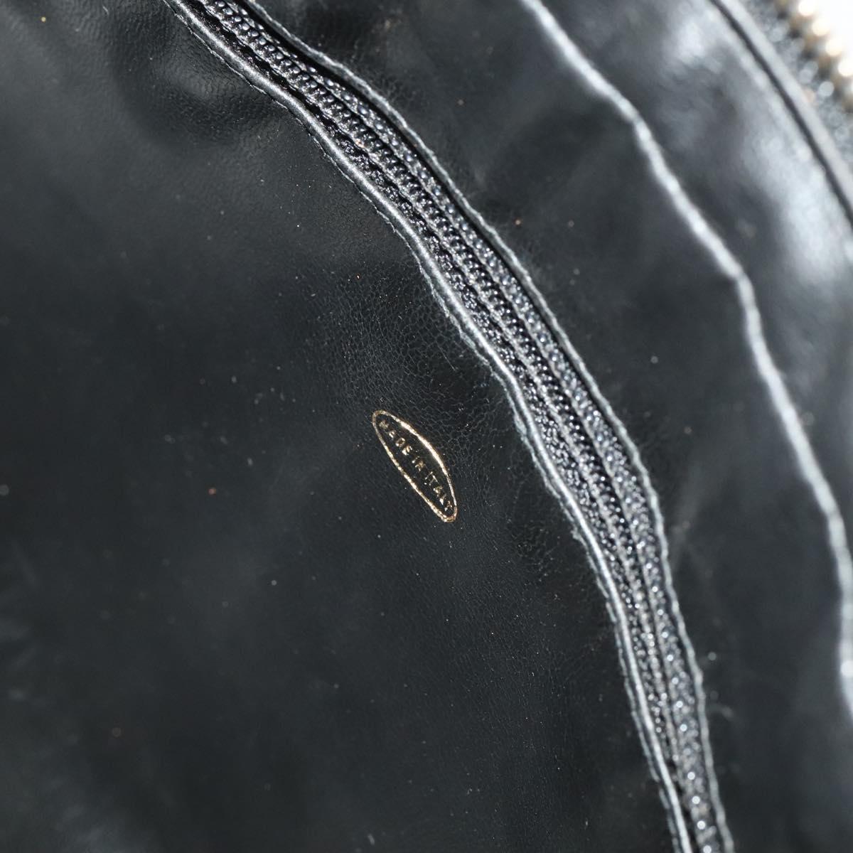 CHANEL Matelasse Chain Shoulder Bag Enamel Black Gold CC Auth bs25491