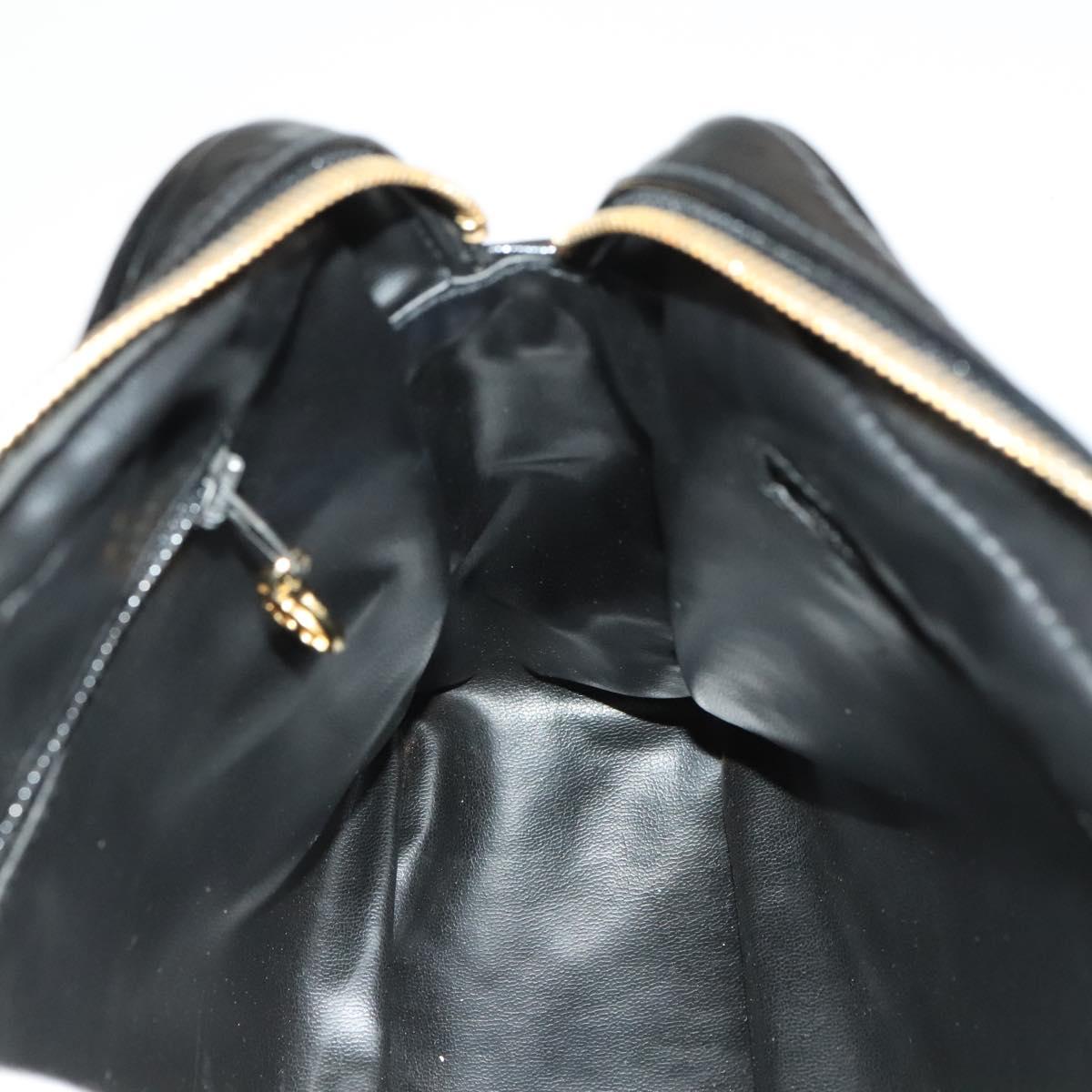 CHANEL Matelasse Chain Shoulder Bag Enamel Black Gold CC Auth bs25491