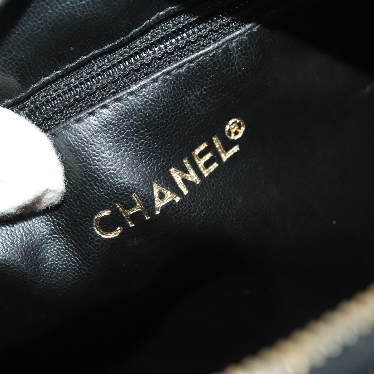 CHANEL Matelasse Chain Shoulder Bag Enamel Black Gold CC Auth bs25491