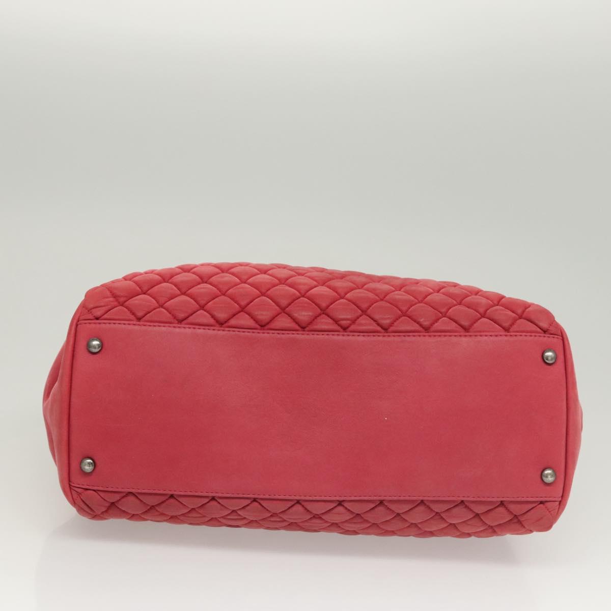 CHANEL Matelasse Chain Shoulder Bag Lamb Skin Pink Silver CC Auth bs25492