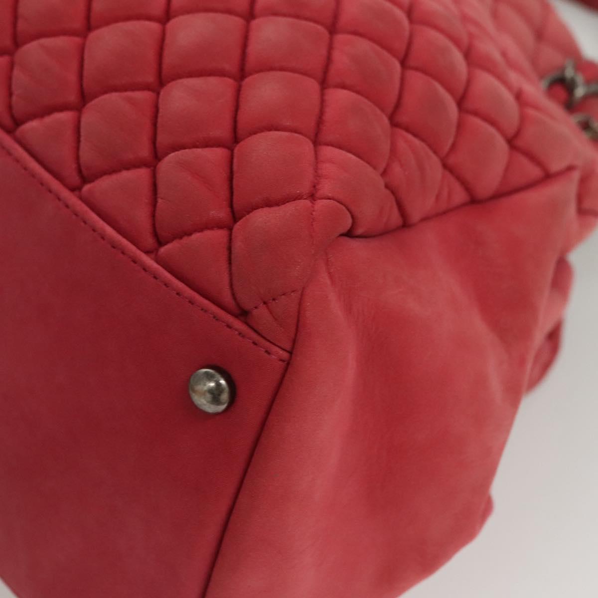 CHANEL Matelasse Chain Shoulder Bag Lamb Skin Pink Silver CC Auth bs25492