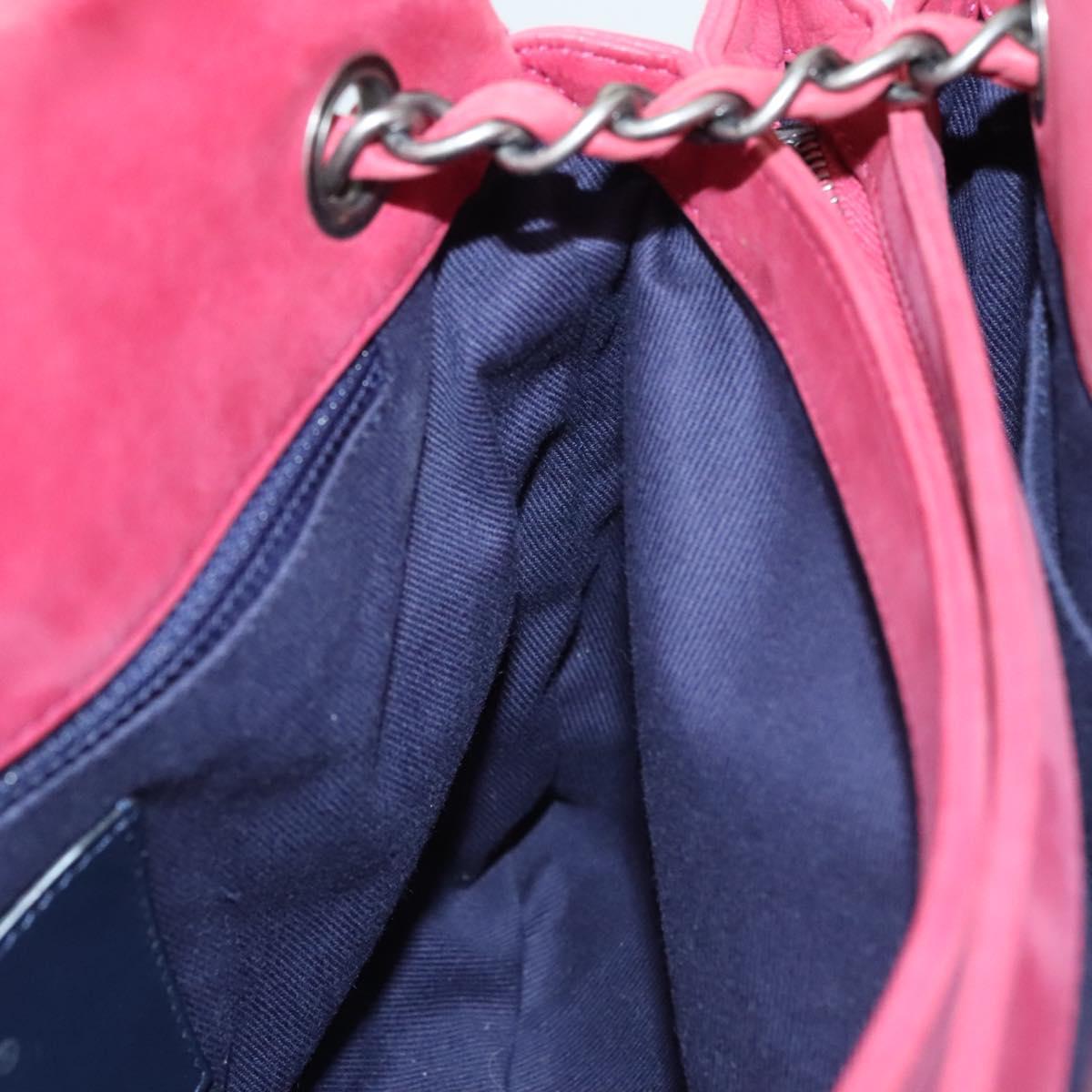 CHANEL Matelasse Chain Shoulder Bag Lamb Skin Pink Silver CC Auth bs25492