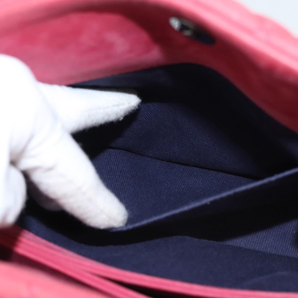 CHANEL Matelasse Chain Shoulder Bag Lamb Skin Pink Silver CC Auth bs25492