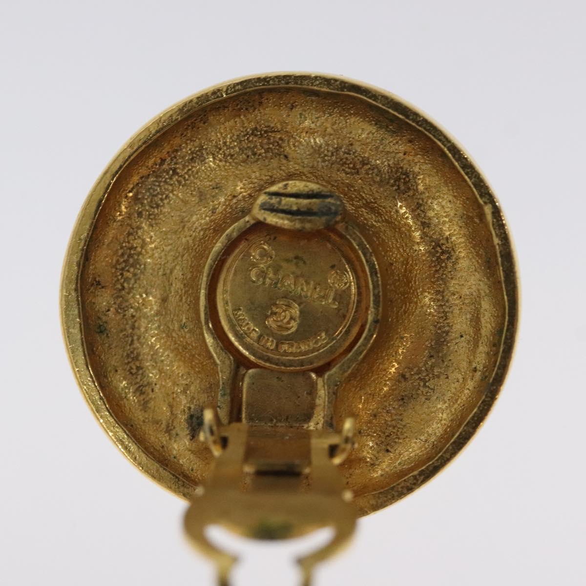 CHANEL Earring metal Gold CC Auth bs25494