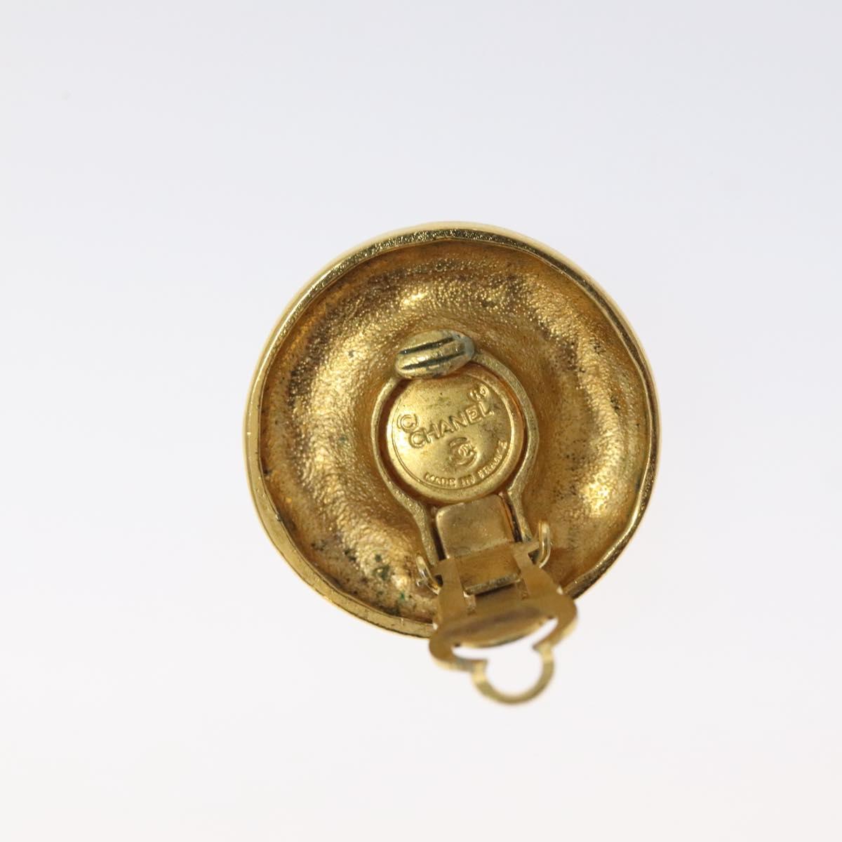 CHANEL Earring metal Gold CC Auth bs25494