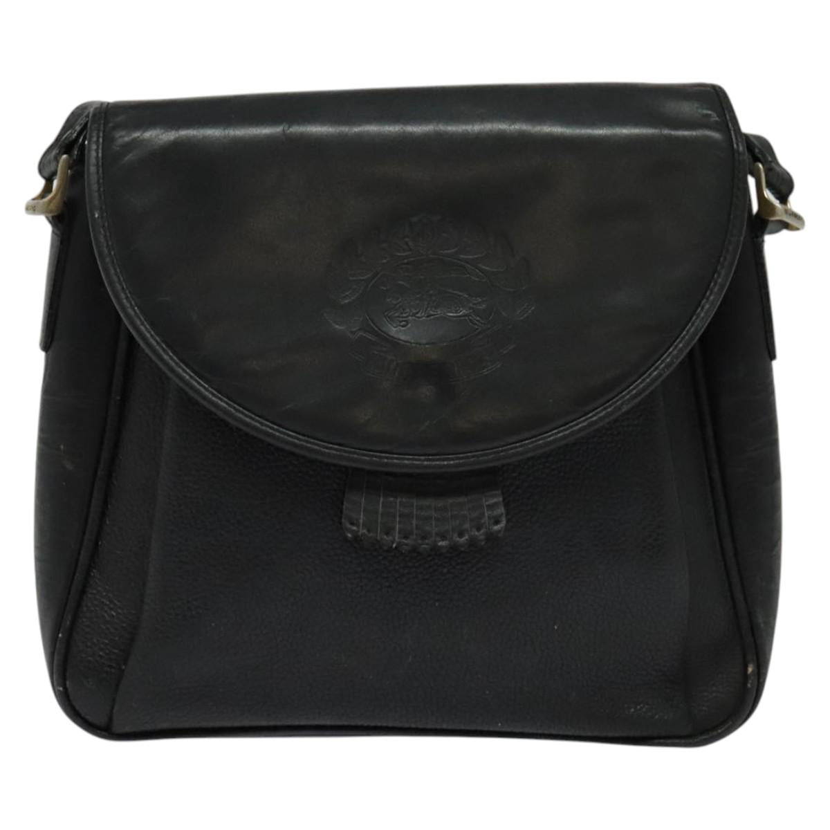 Burberrys Shoulder Bag Leather Black Gold Auth bs25497