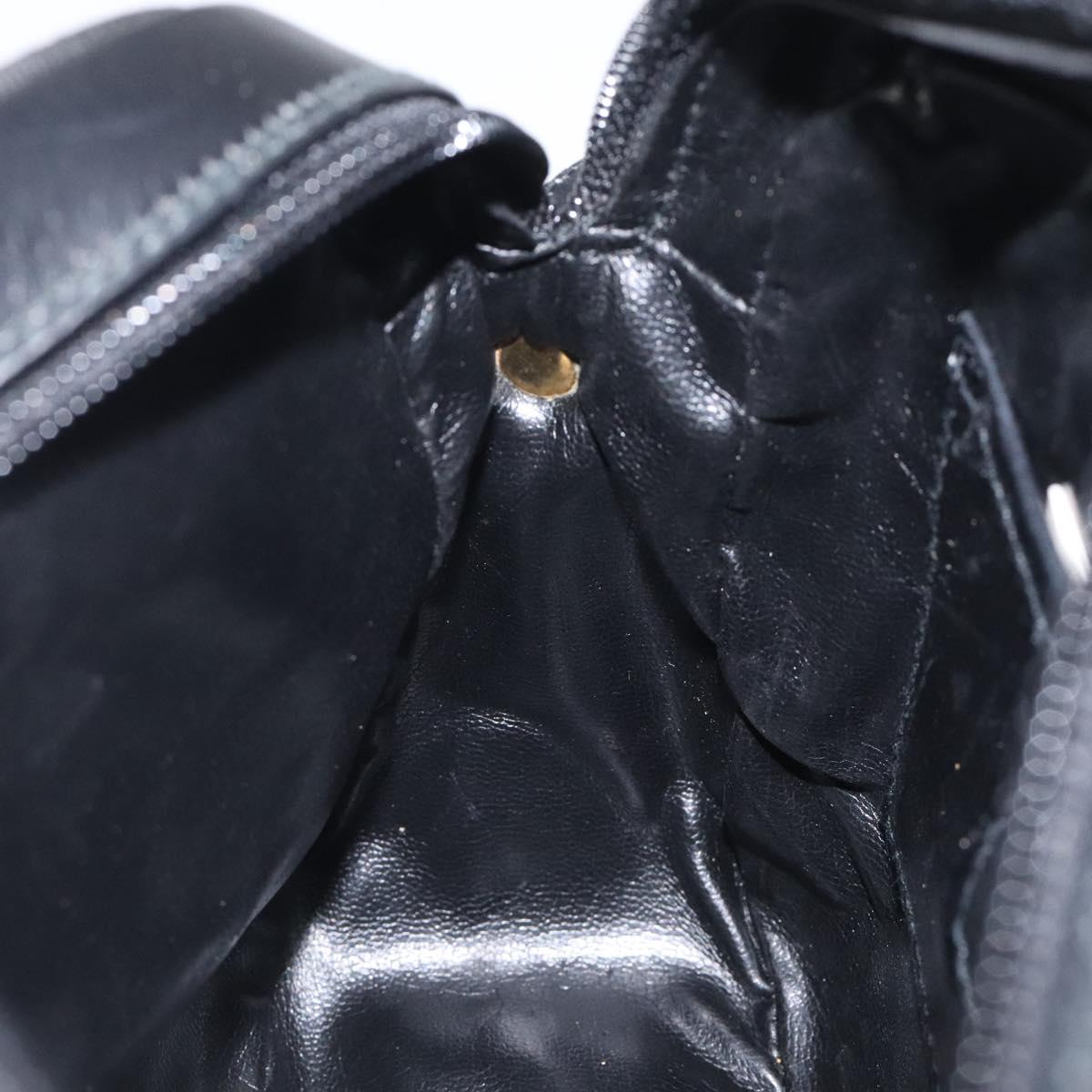 Salvatore Ferragamo Vala Shoulder Bag Leather Black Gold Auth bs25514