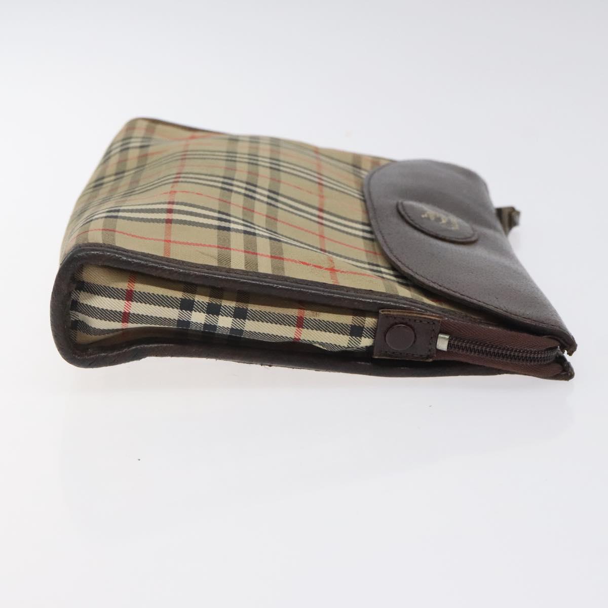 Burberrys Nova Check Clutch Bag Canvas Beige Auth bs25520