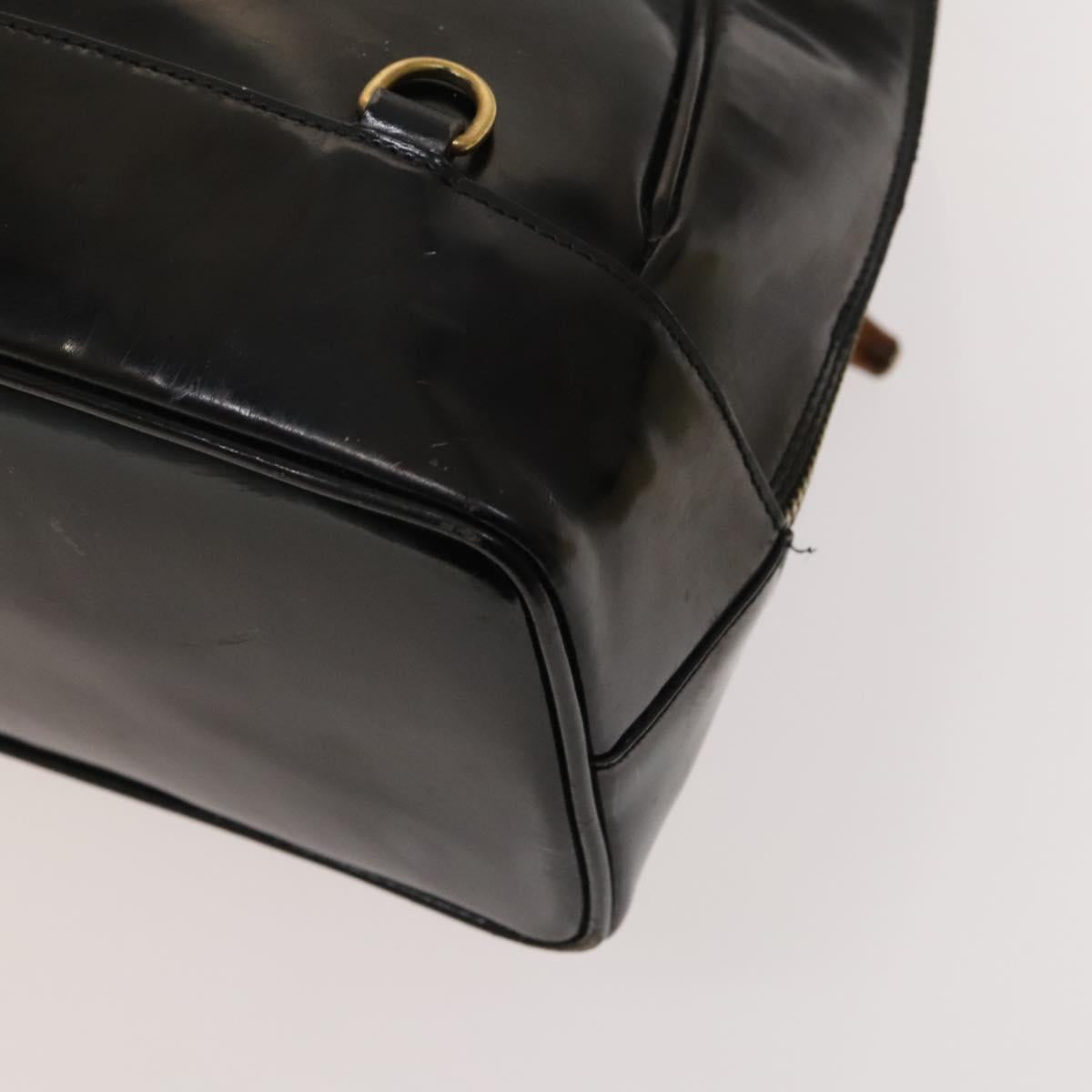 GUCCI Bamboo Shoulder Bag Enamel Black 003 2113 0127 Auth bs25525