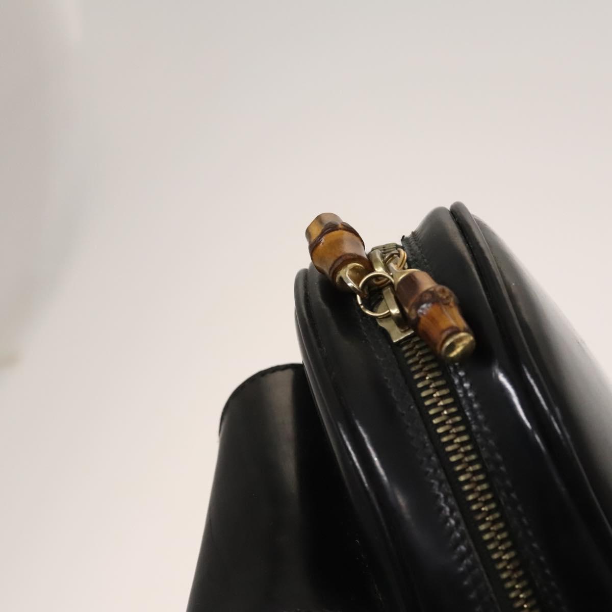 GUCCI Bamboo Shoulder Bag Enamel Black 003 2113 0127 Auth bs25525