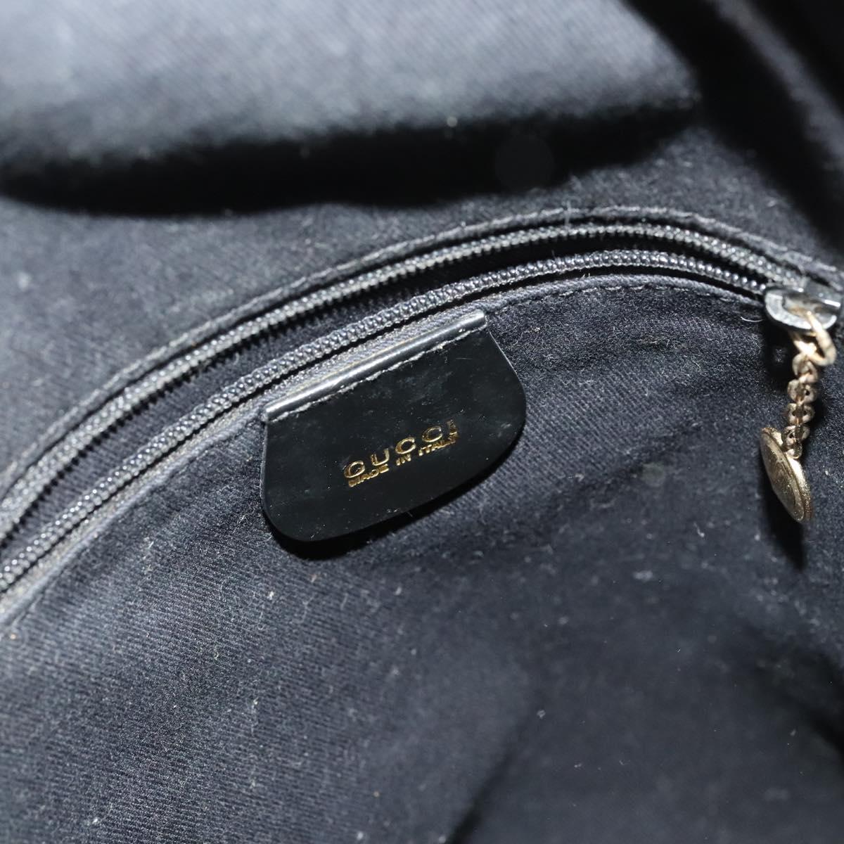 GUCCI Bamboo Shoulder Bag Enamel Black 003 2113 0127 Auth bs25525
