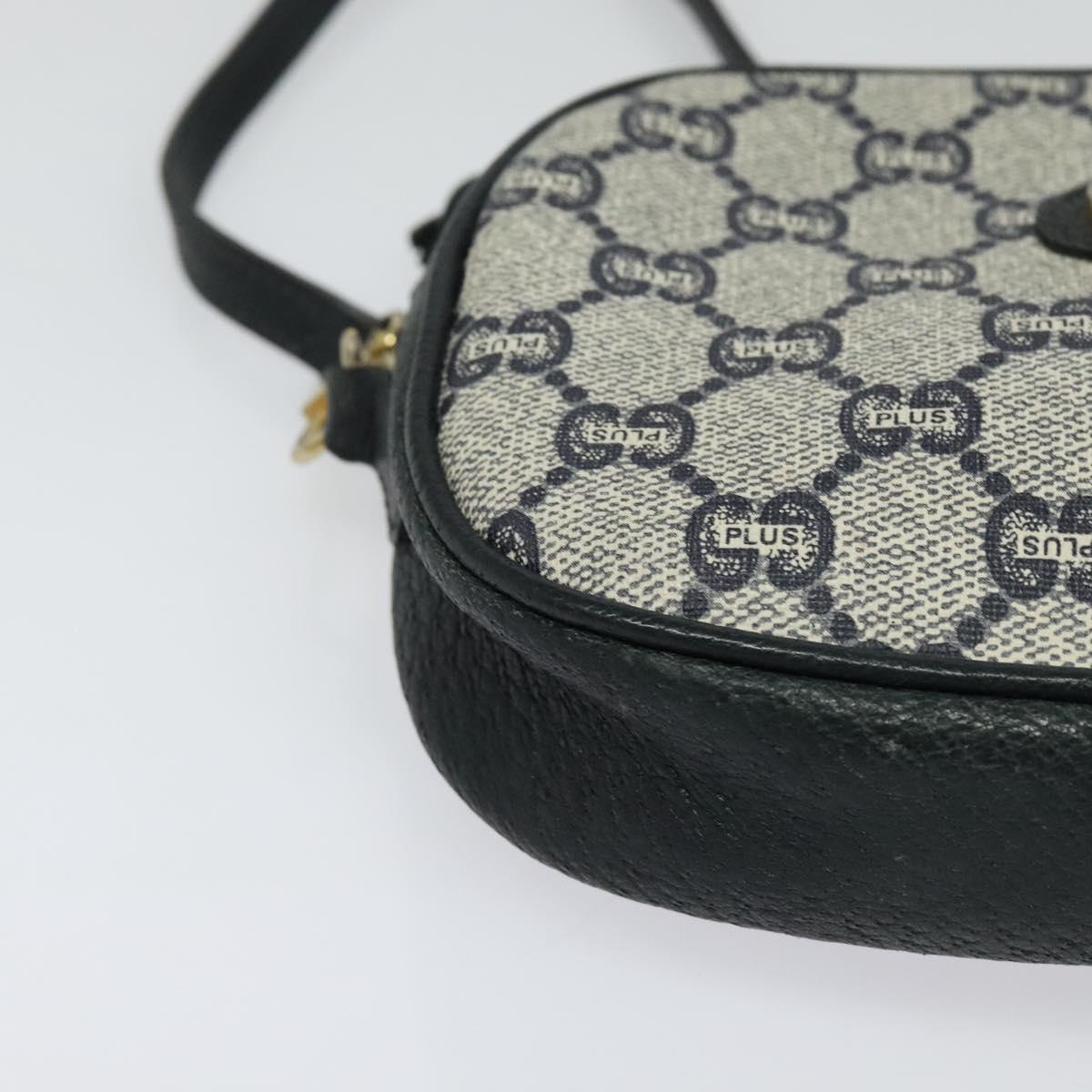 GUCCI GG Plus Supreme Shoulder Bag PVC Navy Gold Auth bs25527