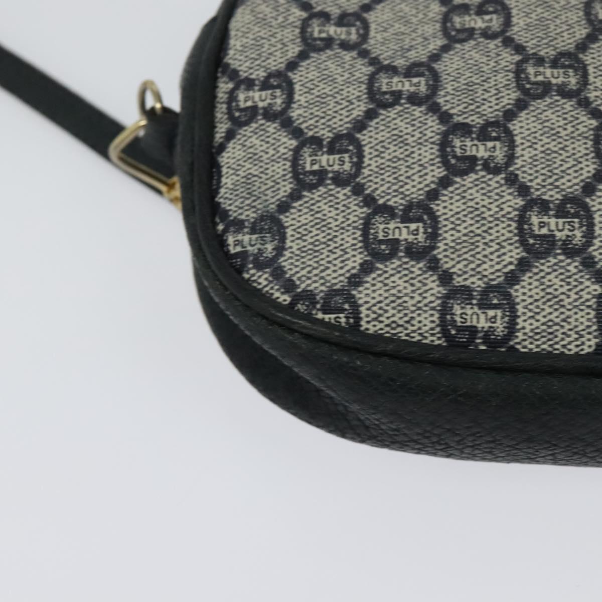 GUCCI GG Plus Supreme Shoulder Bag PVC Navy Gold Auth bs25527