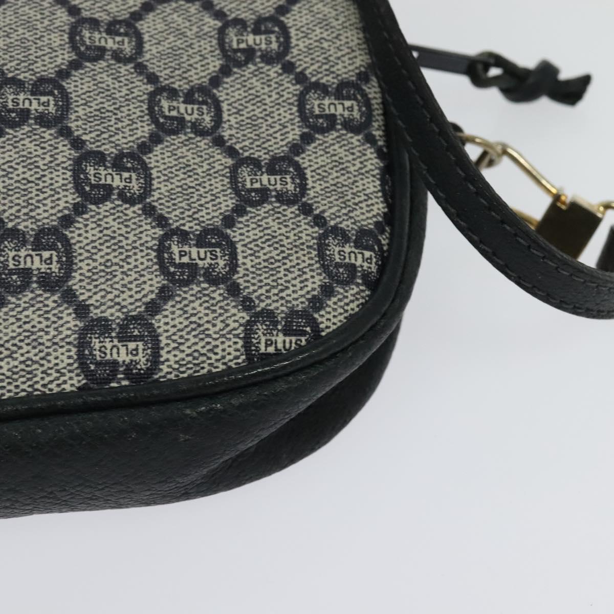 GUCCI GG Plus Supreme Shoulder Bag PVC Navy Gold Auth bs25527