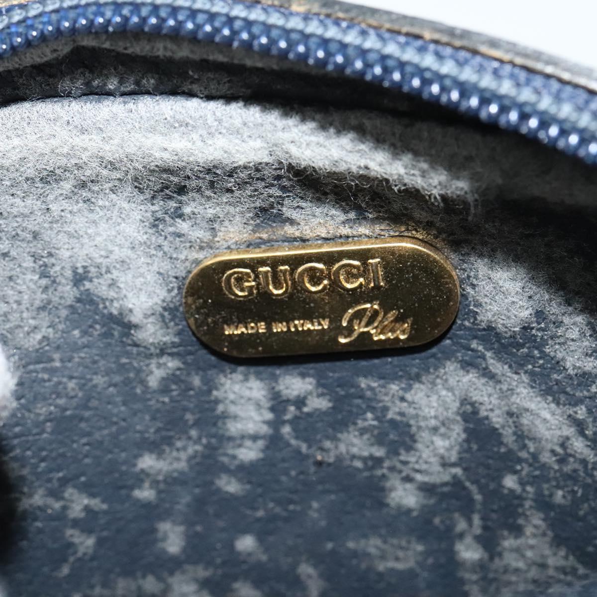 GUCCI GG Plus Supreme Shoulder Bag PVC Navy Gold Auth bs25527