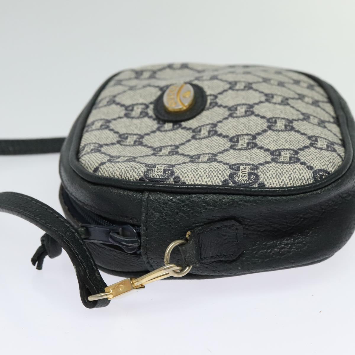 GUCCI GG Plus Supreme Shoulder Bag PVC Navy Gold Auth bs25527