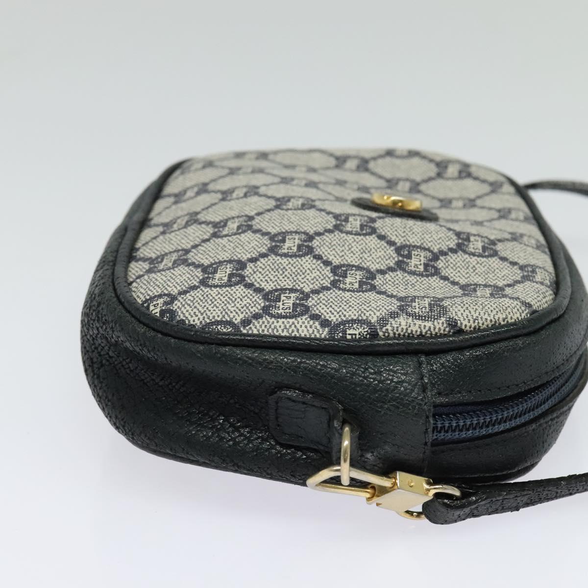 GUCCI GG Plus Supreme Shoulder Bag PVC Navy Gold Auth bs25527