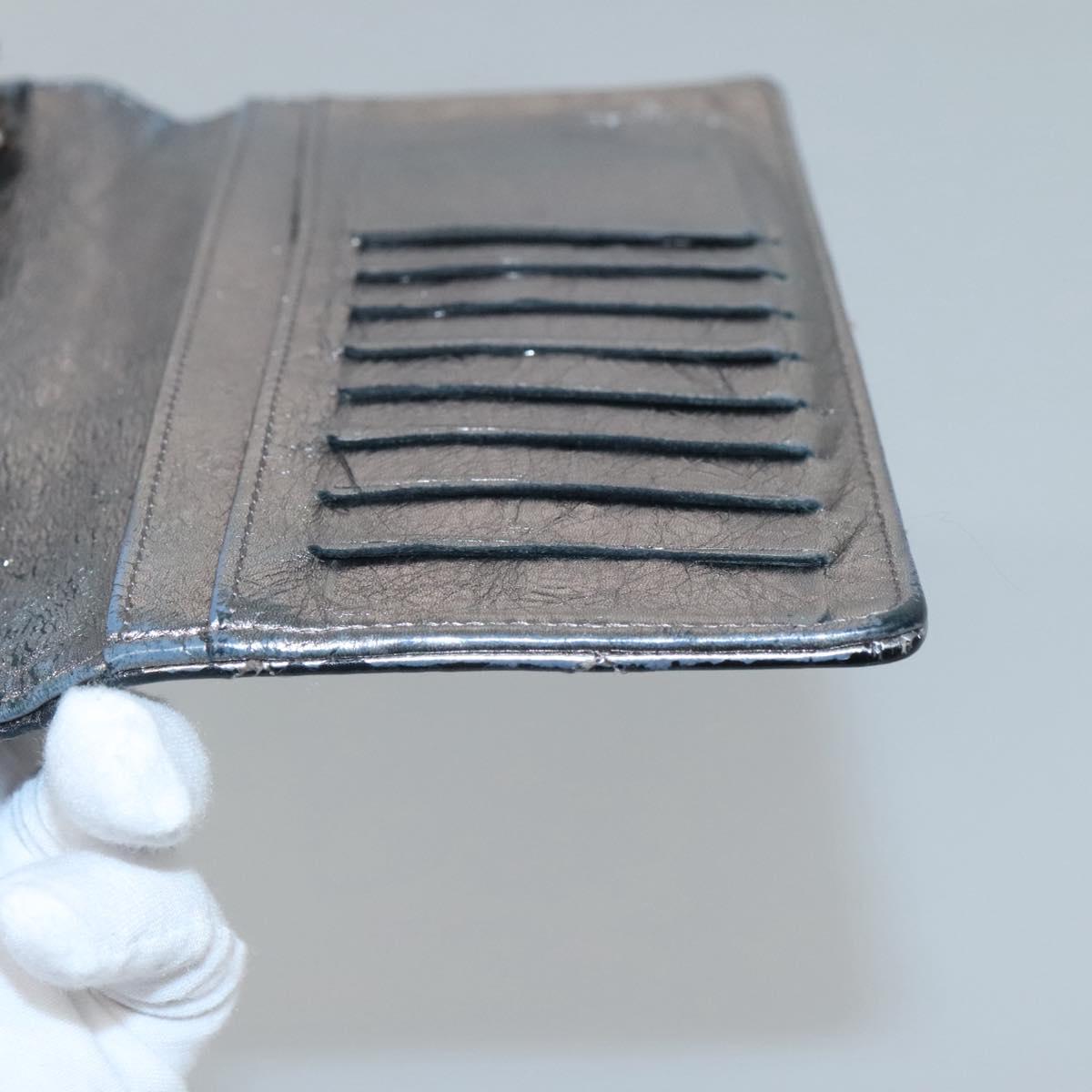 CHANEL 2.55 Matelasse Long Wallet Leather Silver CC Auth bs25537