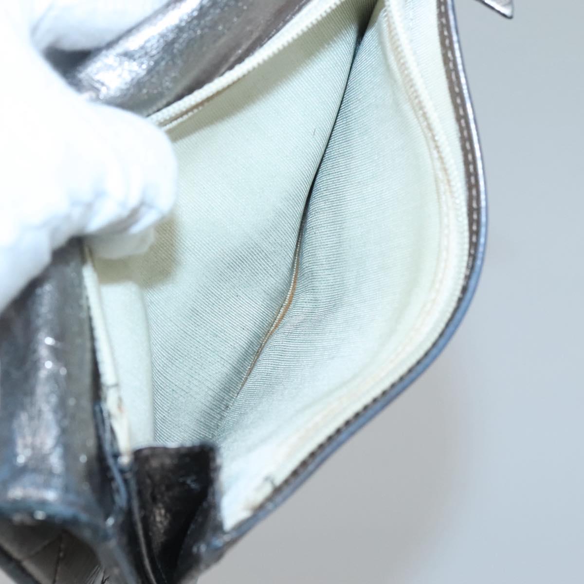 CHANEL 2.55 Matelasse Long Wallet Leather Silver CC Auth bs25537