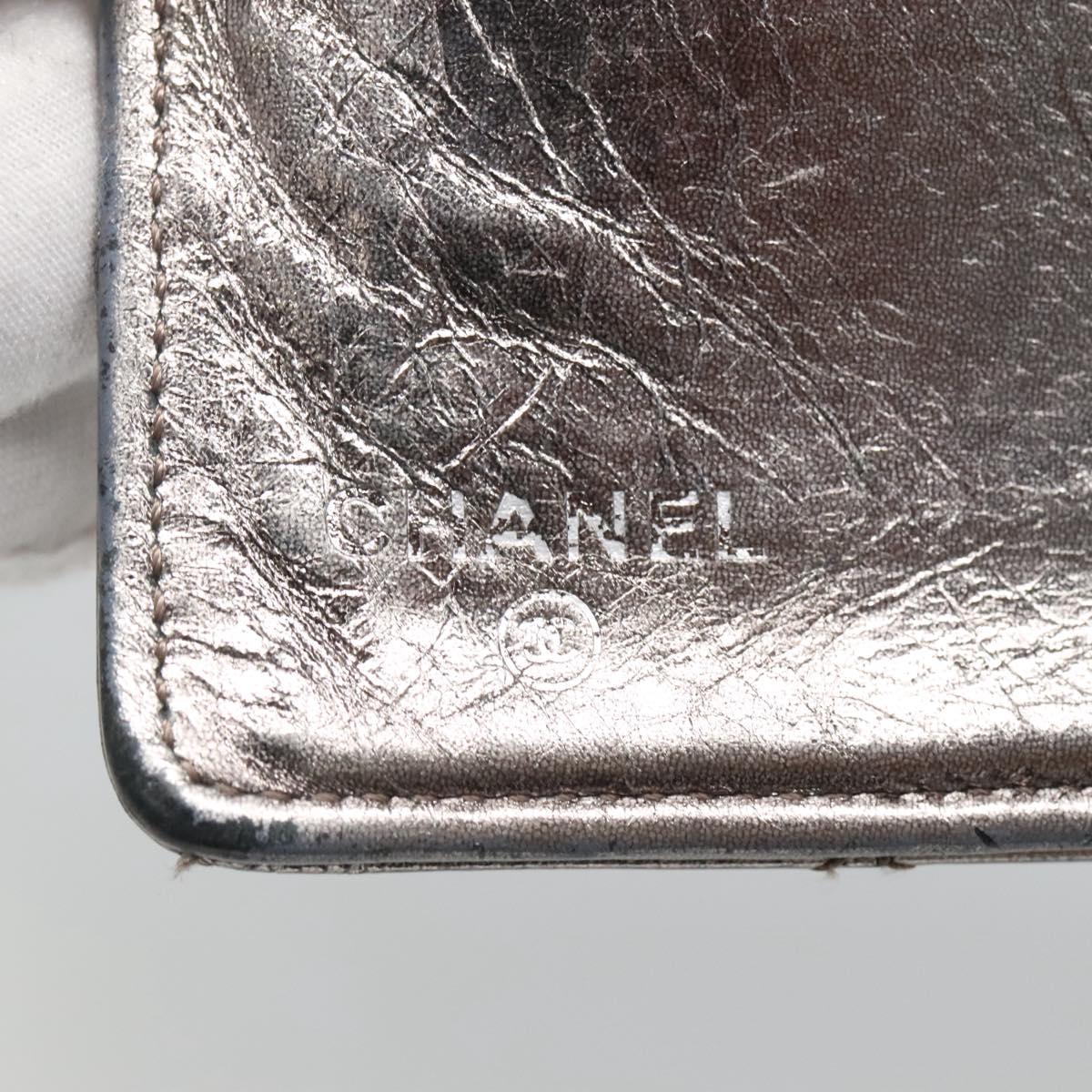 CHANEL 2.55 Matelasse Long Wallet Leather Silver CC Auth bs25537