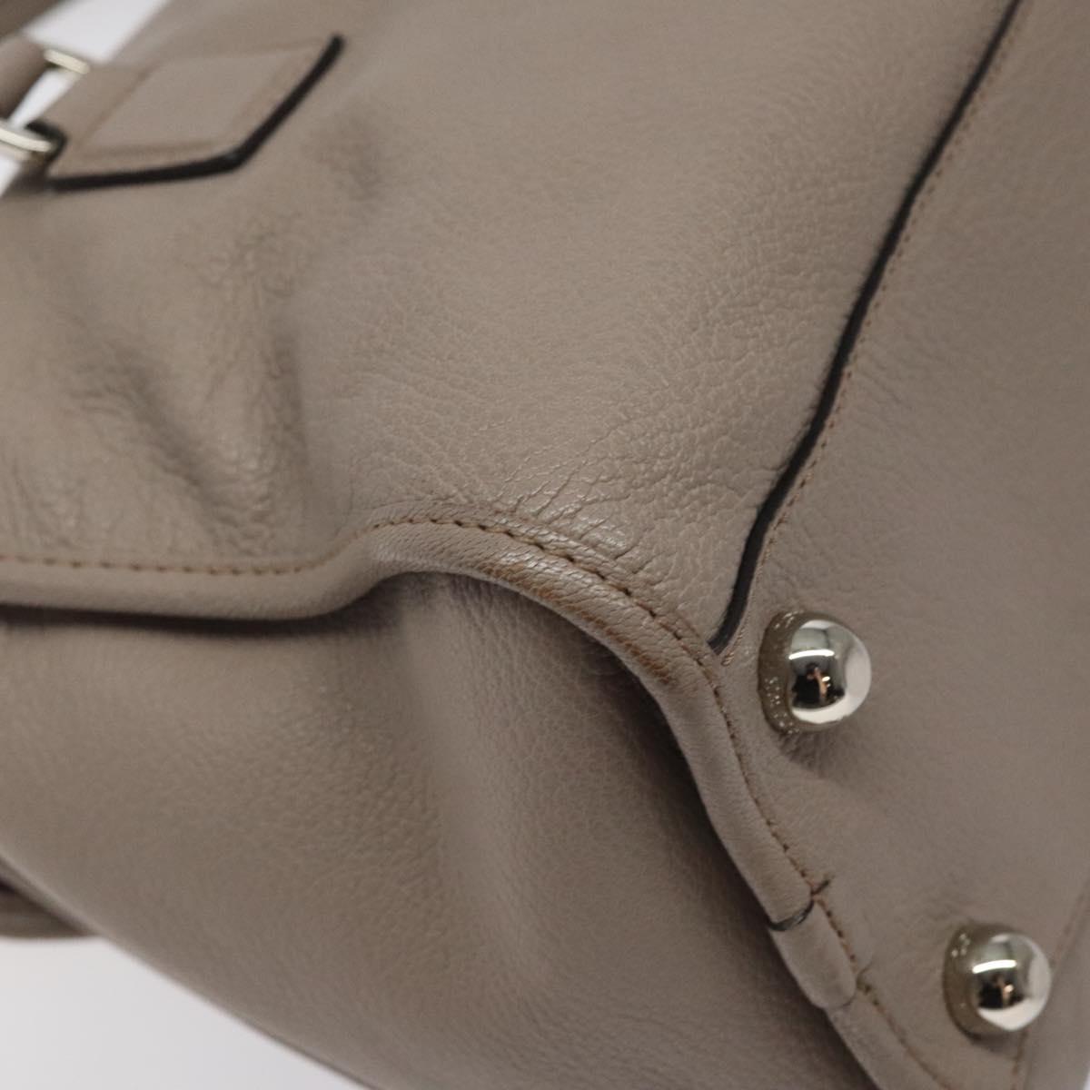 LOEWE Anagram Hand Bag Leather Gray Silver Auth bs25553