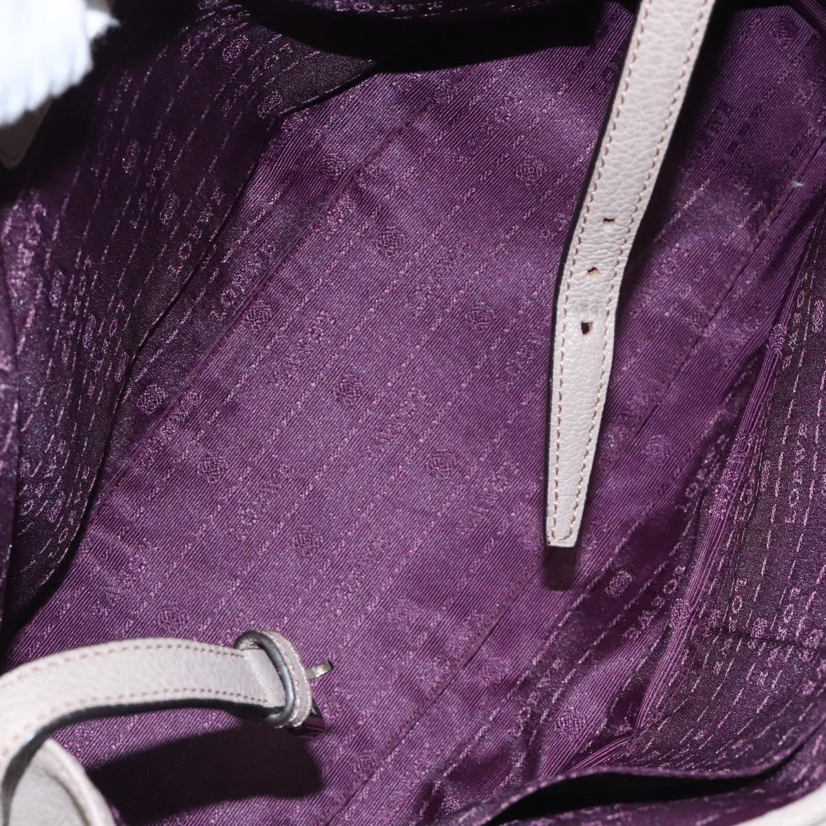 LOEWE Anagram Hand Bag Leather Gray Silver Auth bs25553