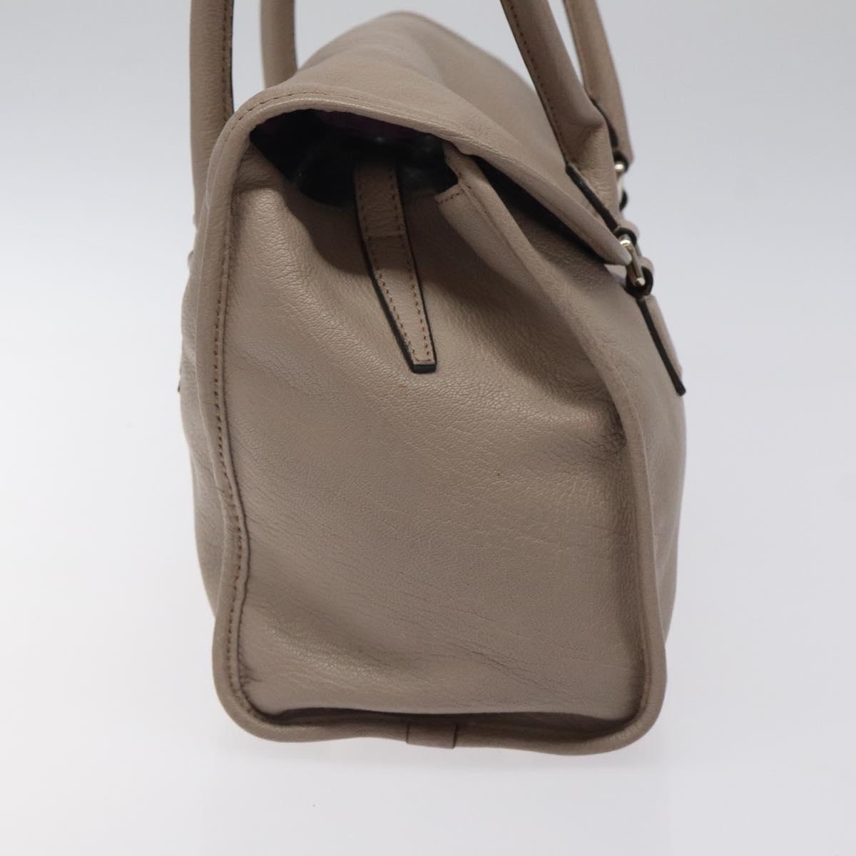 LOEWE Anagram Hand Bag Leather Gray Silver Auth bs25553