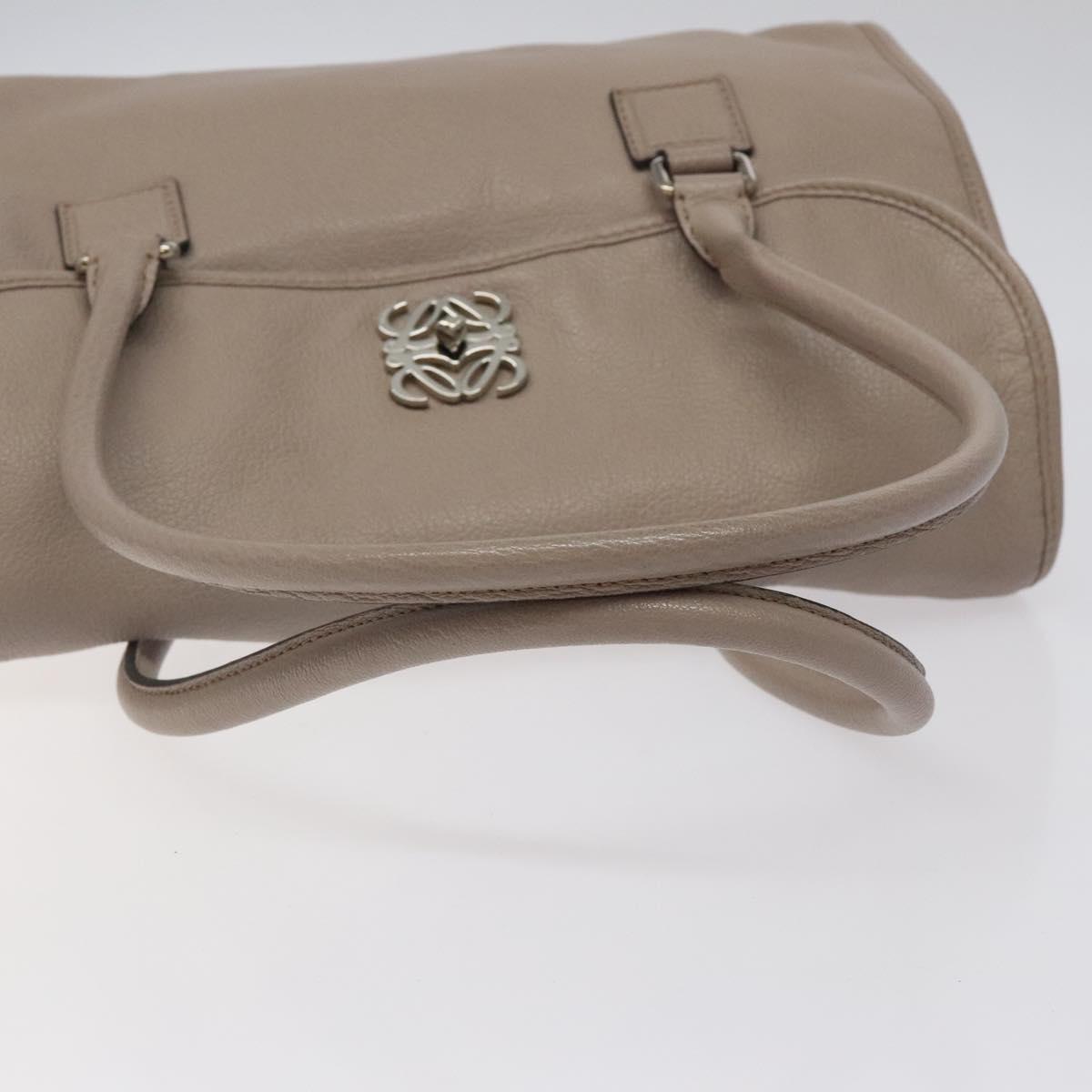 LOEWE Anagram Hand Bag Leather Gray Silver Auth bs25553