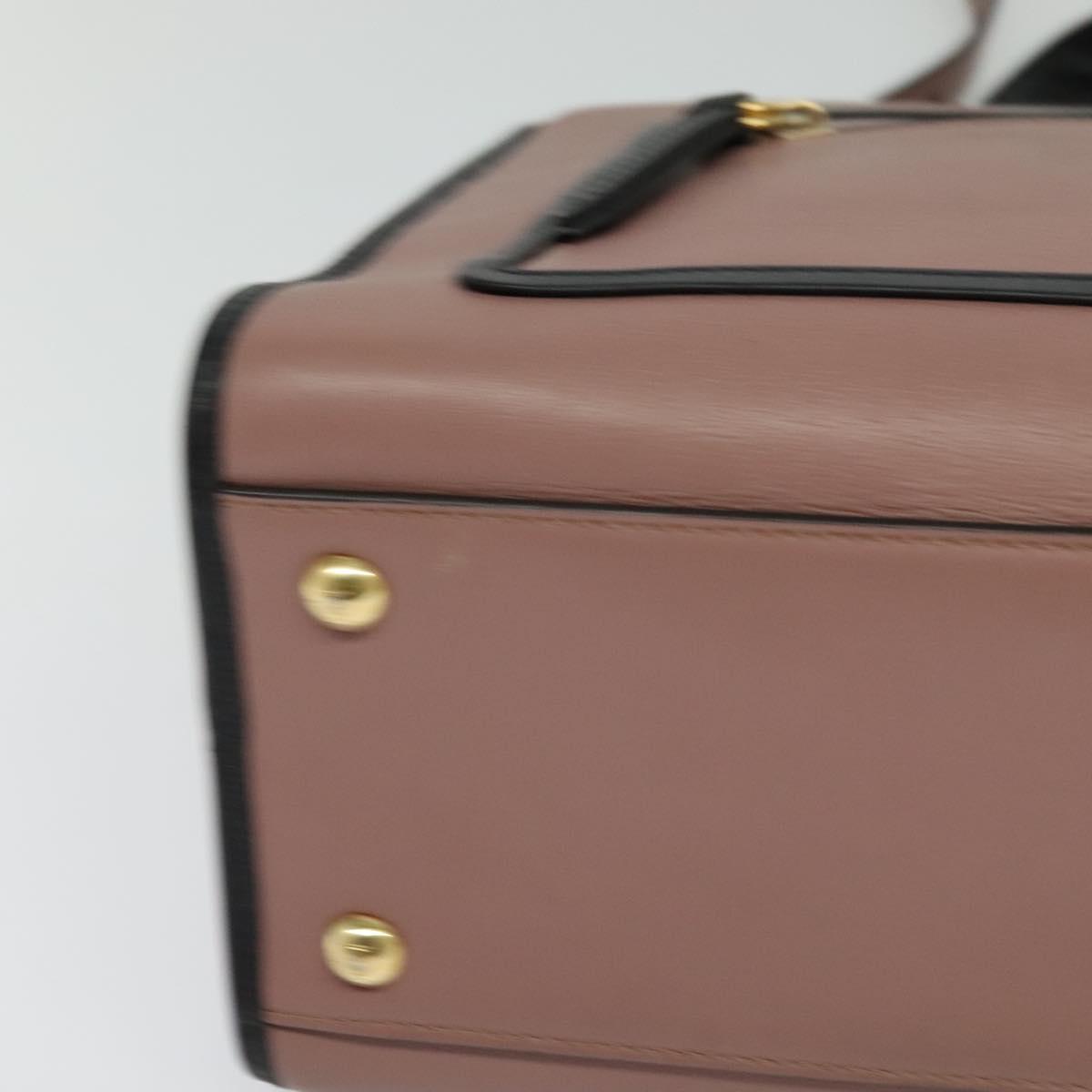 FENDI Runaway Small Hand Bag Leather 2way Pink Gold Auth bs25561