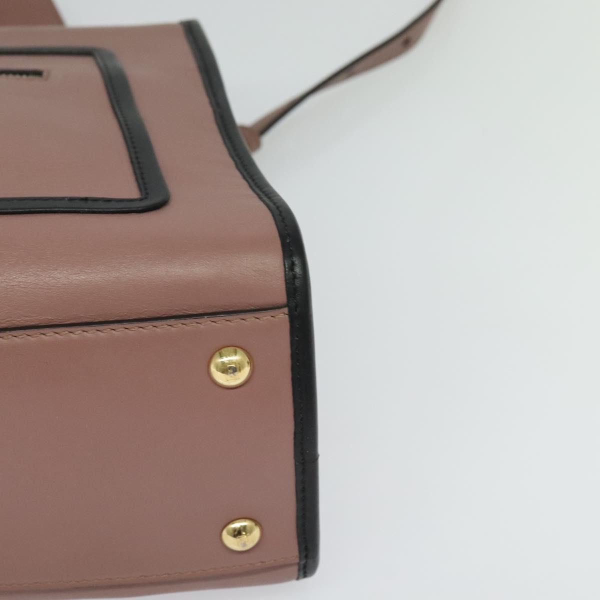 FENDI Runaway Small Hand Bag Leather 2way Pink Gold Auth bs25561