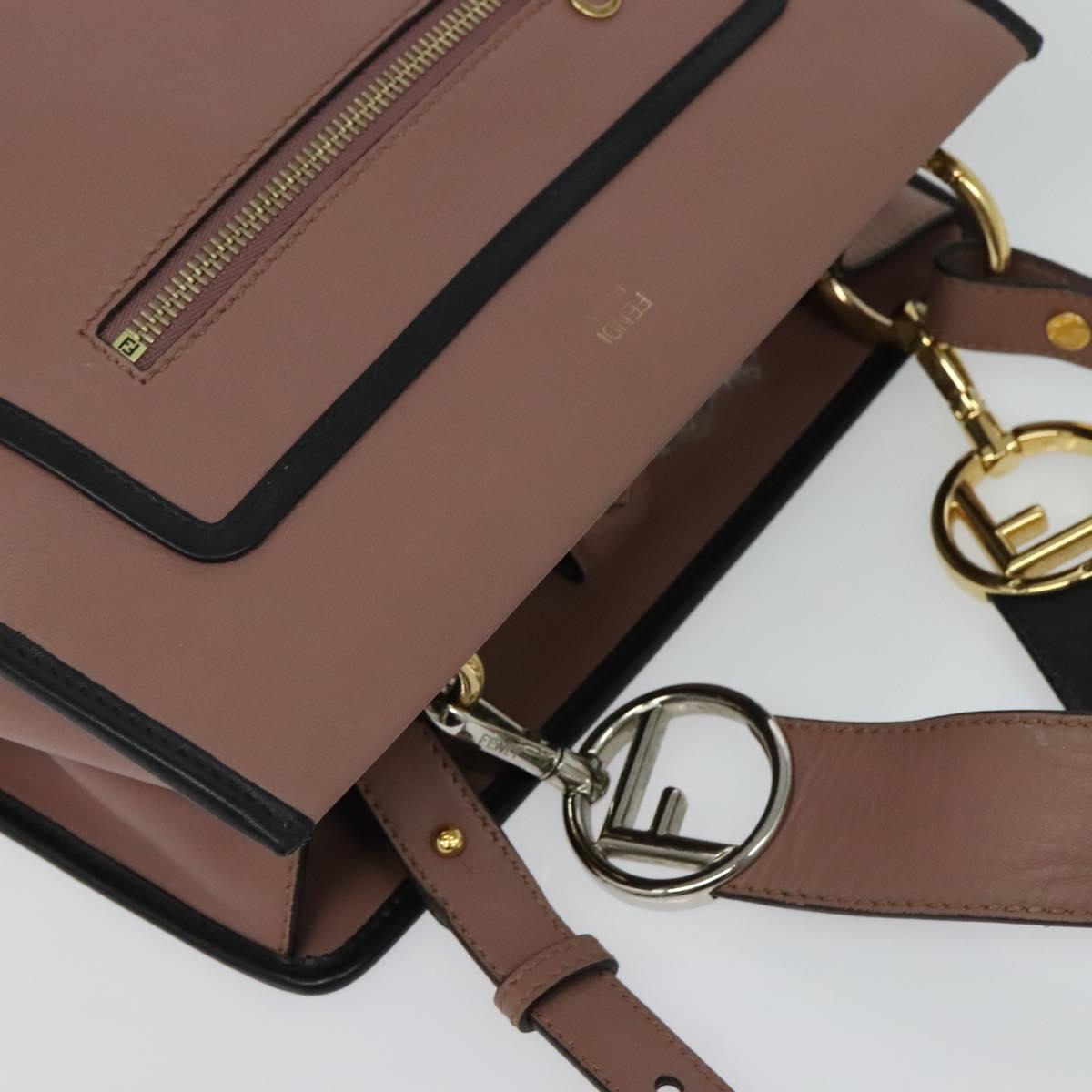 FENDI Runaway Small Hand Bag Leather 2way Pink Gold Auth bs25561