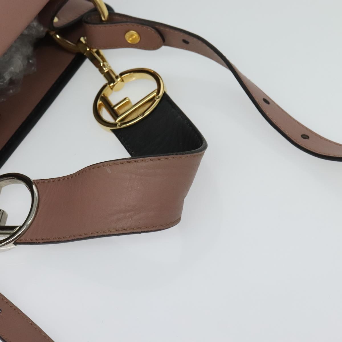 FENDI Runaway Small Hand Bag Leather 2way Pink Gold Auth bs25561