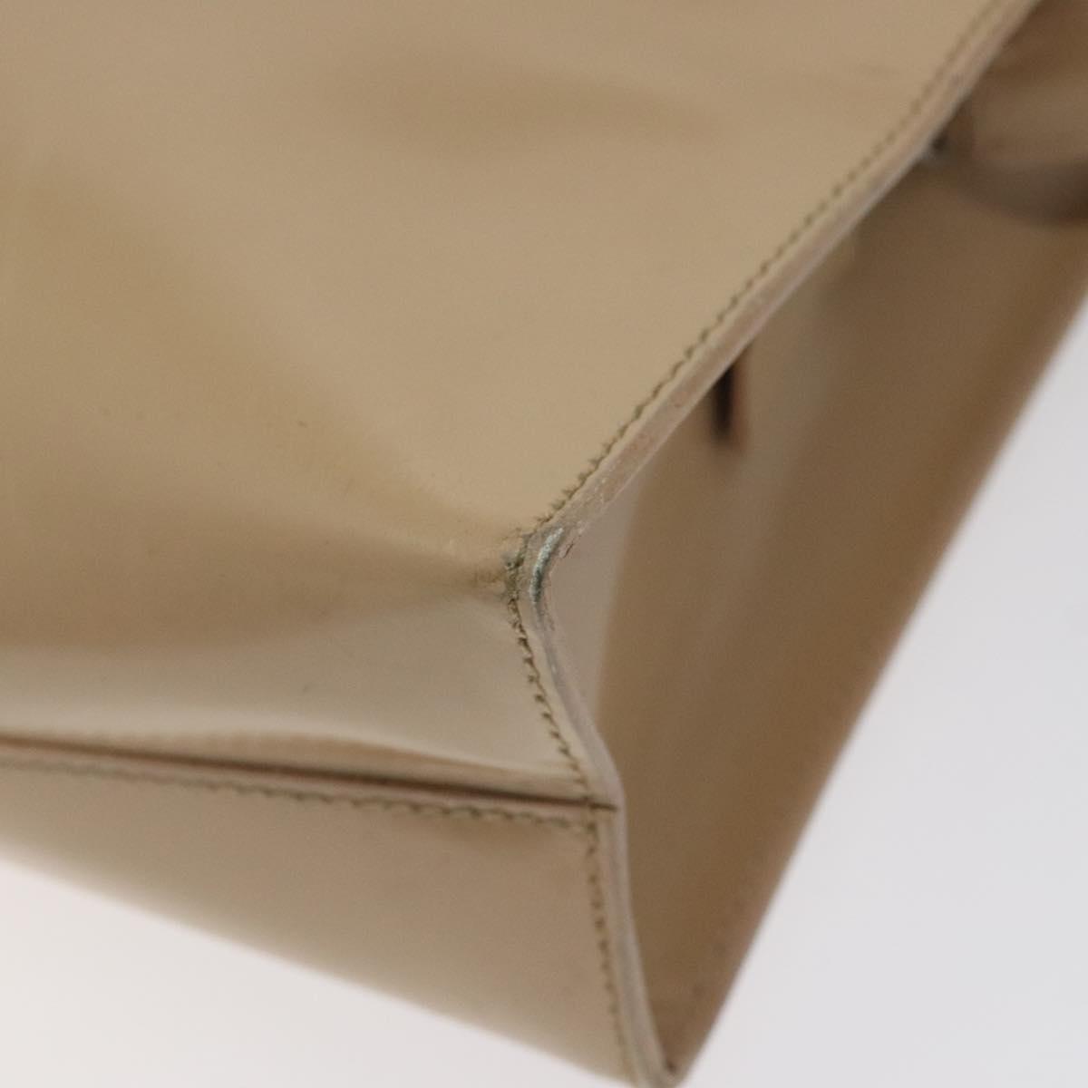 PRADA Shoulder Bag Enamel Beige Silver Auth bs25569