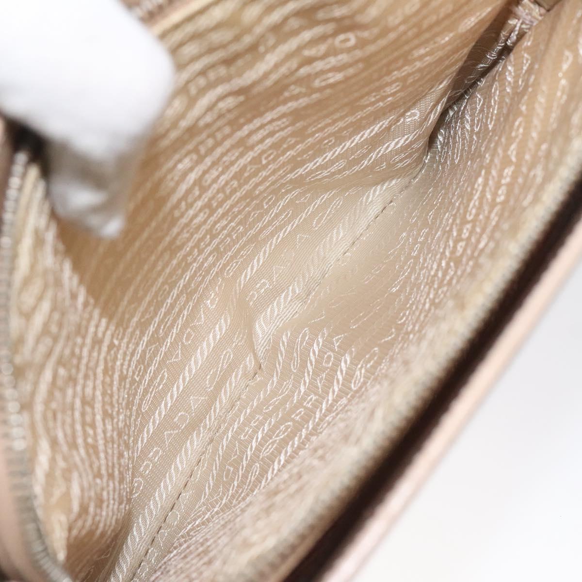 PRADA Shoulder Bag Enamel Beige Silver Auth bs25569