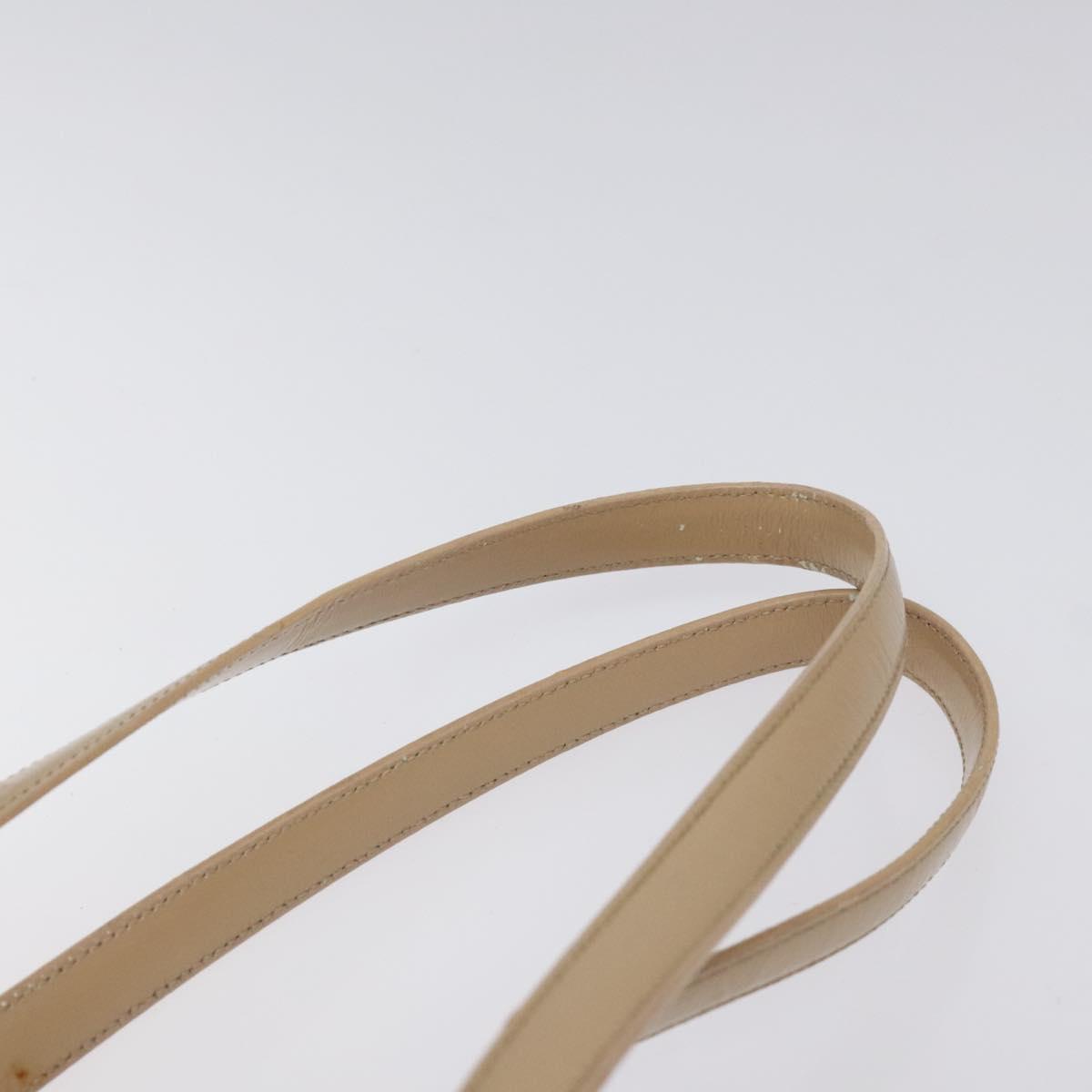 PRADA Shoulder Bag Enamel Beige Silver Auth bs25569