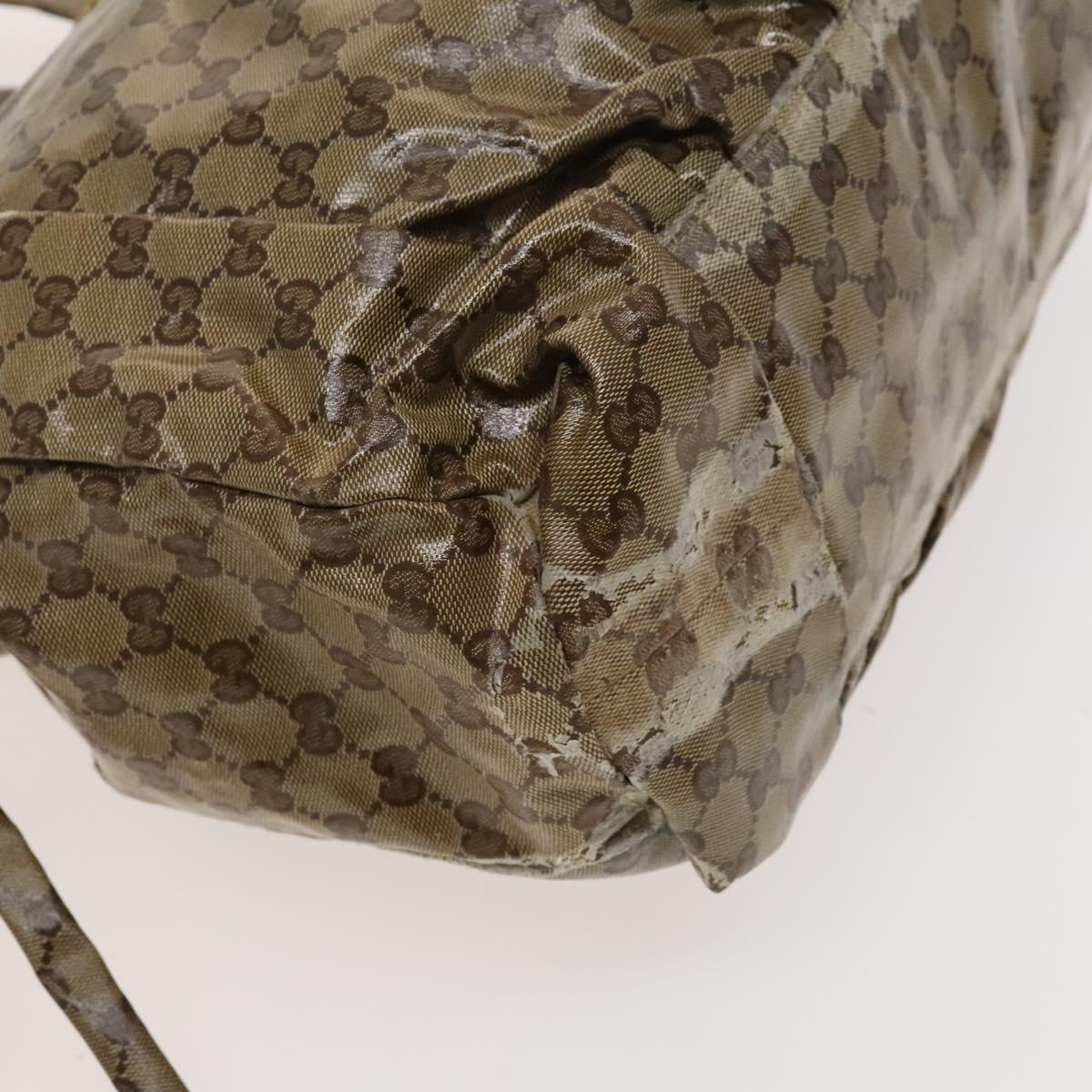 GUCCI GG Crystal Hand Bag Coated Canvas Beige Gold 211843 Auth bs25576
