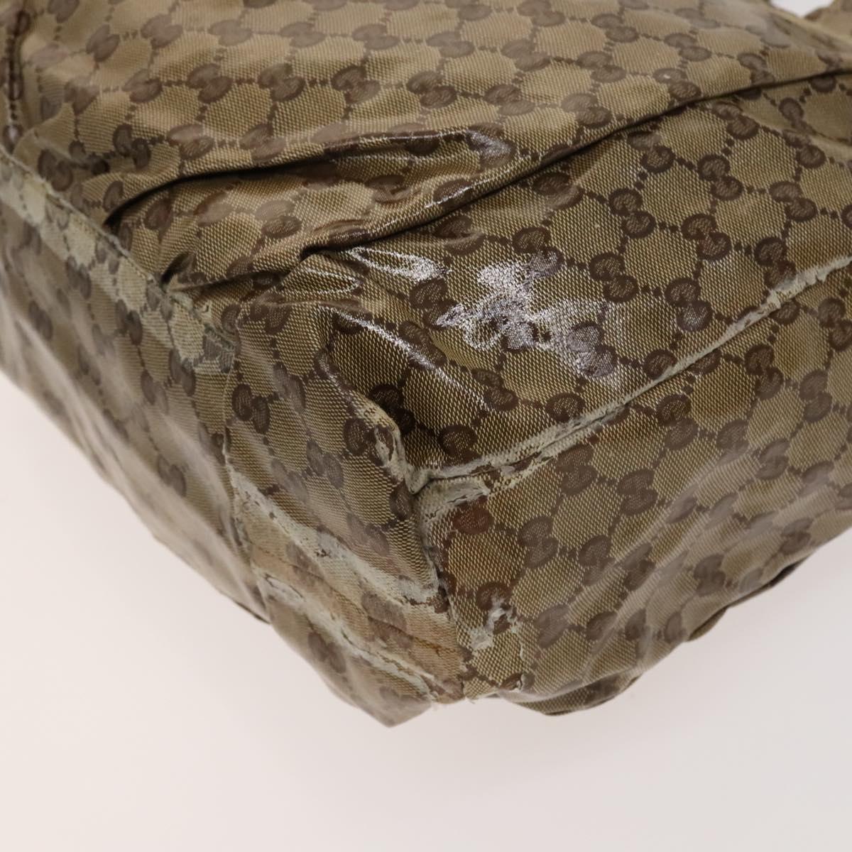 GUCCI GG Crystal Hand Bag Coated Canvas Beige Gold 211843 Auth bs25576