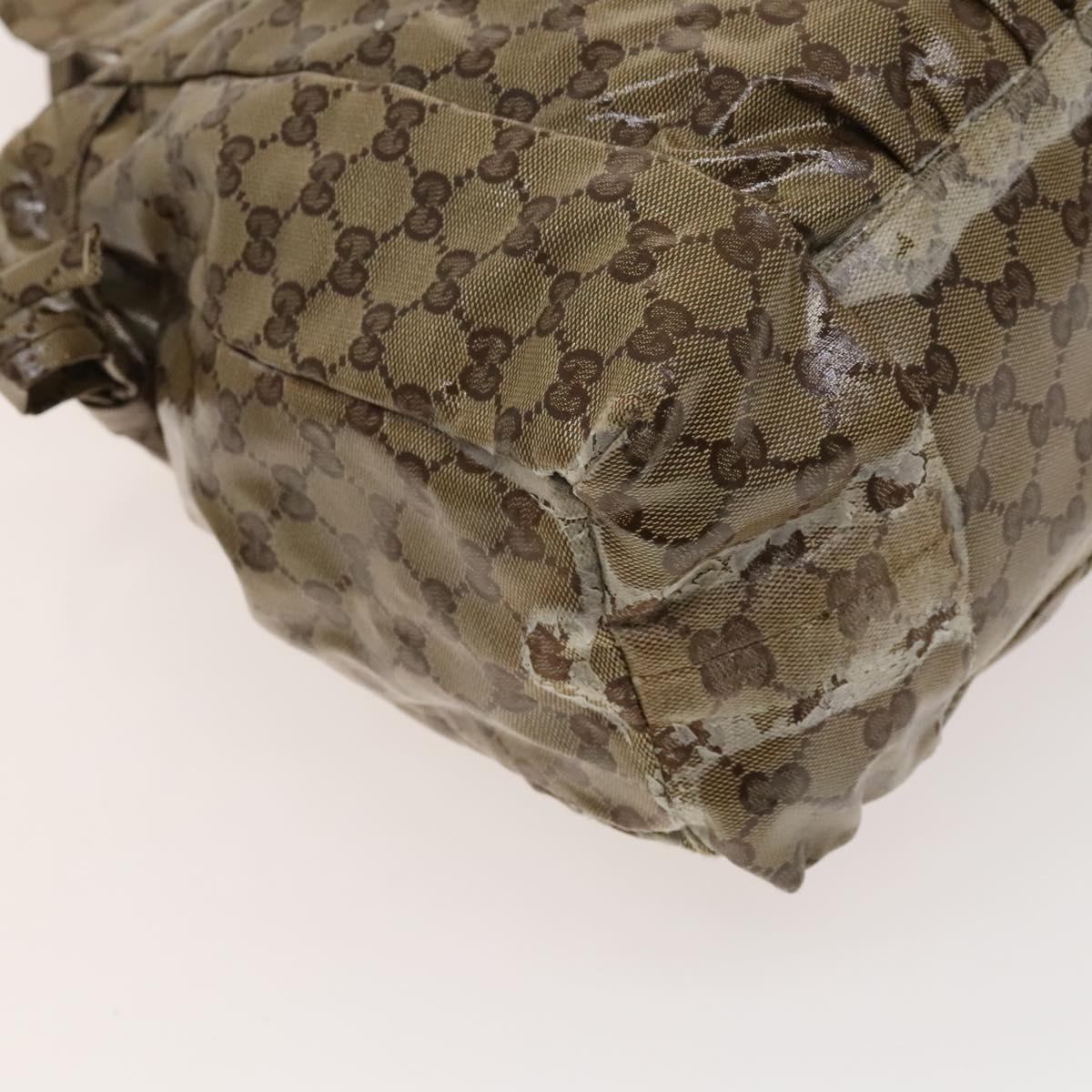 GUCCI GG Crystal Hand Bag Coated Canvas Beige Gold 211843 Auth bs25576