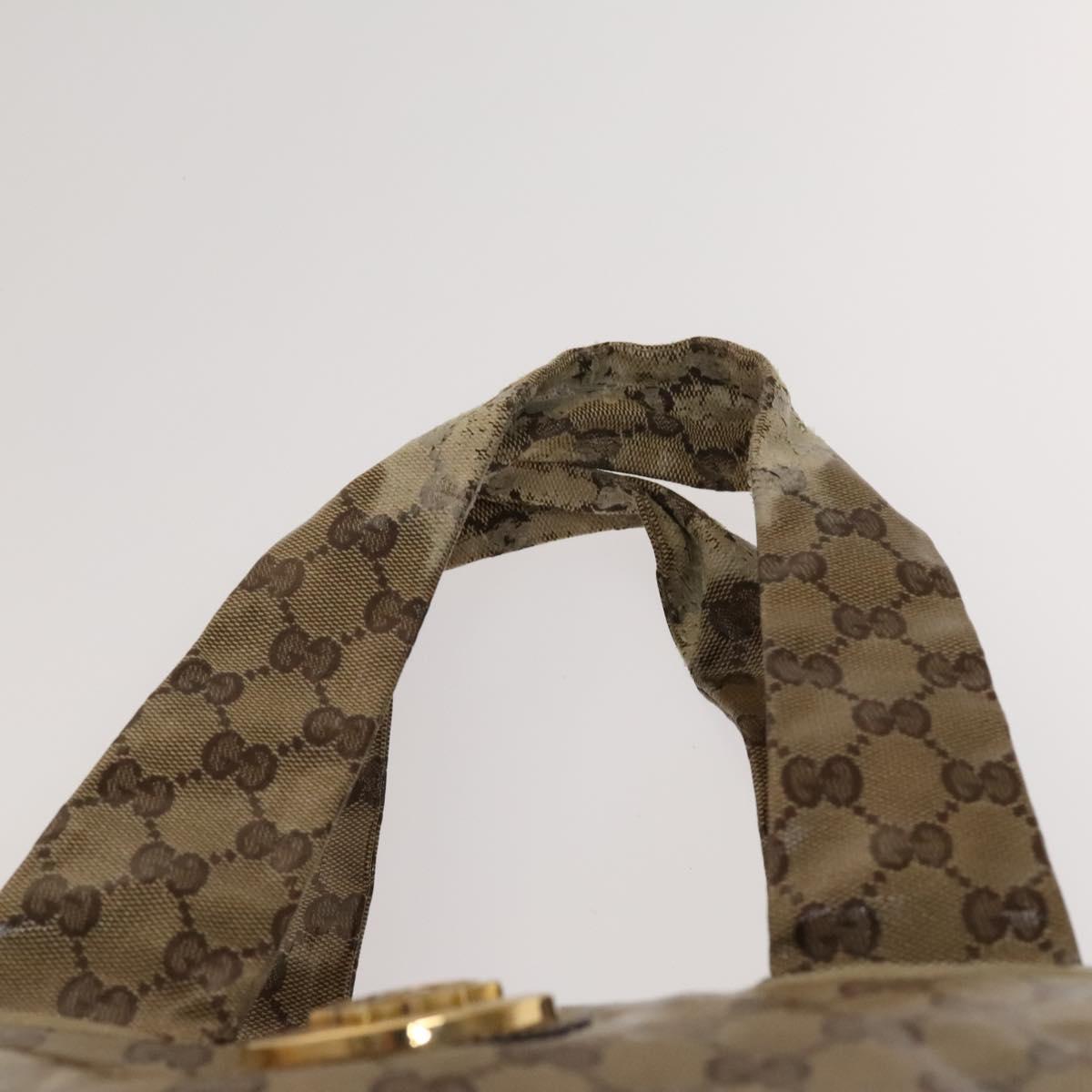 GUCCI GG Crystal Hand Bag Coated Canvas Beige Gold 211843 Auth bs25576
