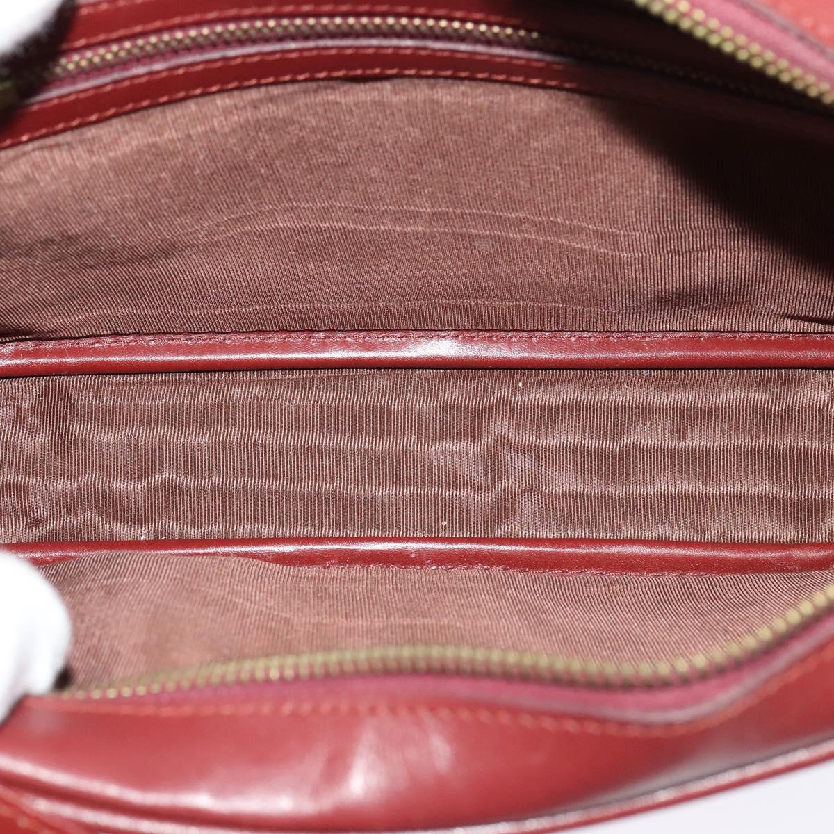 CARTIER Must Line Shoulder Bag Leather Bordeaux Gold Auth bs25581