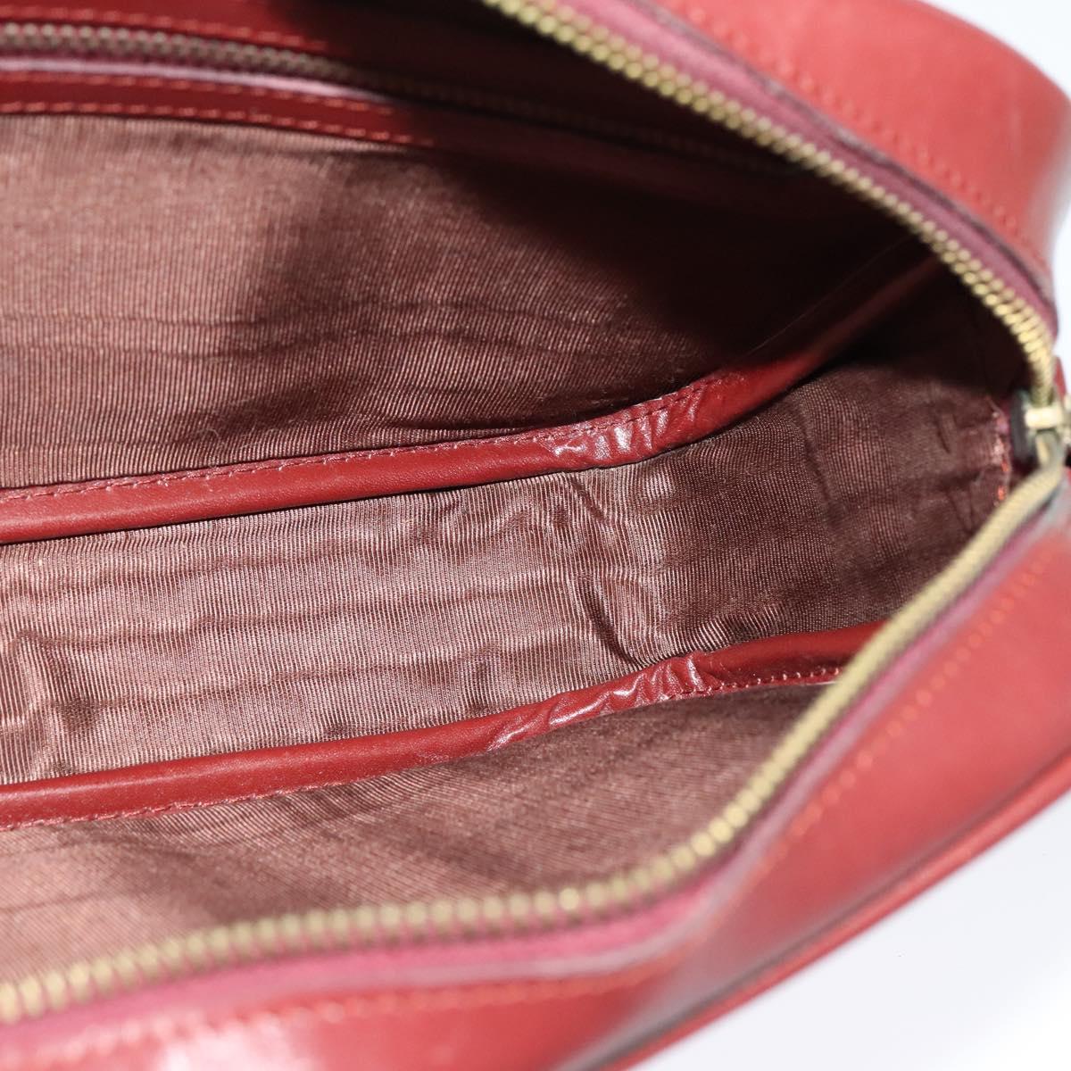 CARTIER Must Line Shoulder Bag Leather Bordeaux Gold Auth bs25581