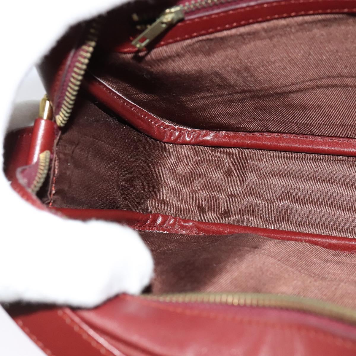 CARTIER Must Line Shoulder Bag Leather Bordeaux Gold Auth bs25581