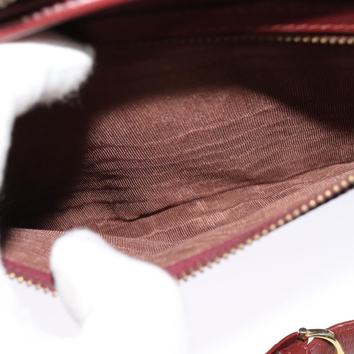 CARTIER Must Line Shoulder Bag Leather Bordeaux Gold Auth bs25581