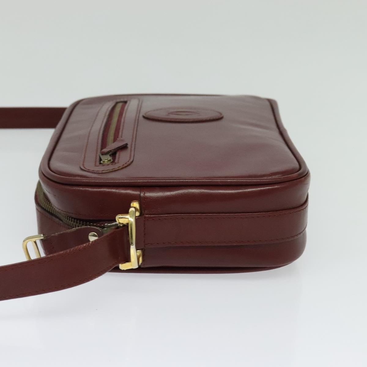 CARTIER Must Line Shoulder Bag Leather Bordeaux Gold Auth bs25581