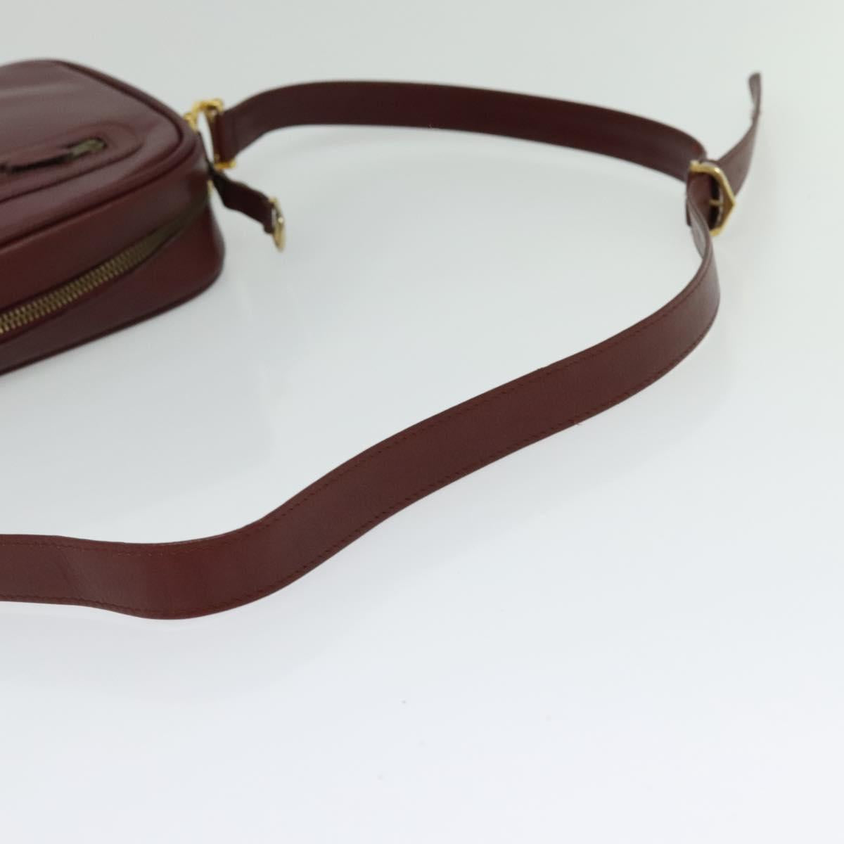 CARTIER Must Line Shoulder Bag Leather Bordeaux Gold Auth bs25581