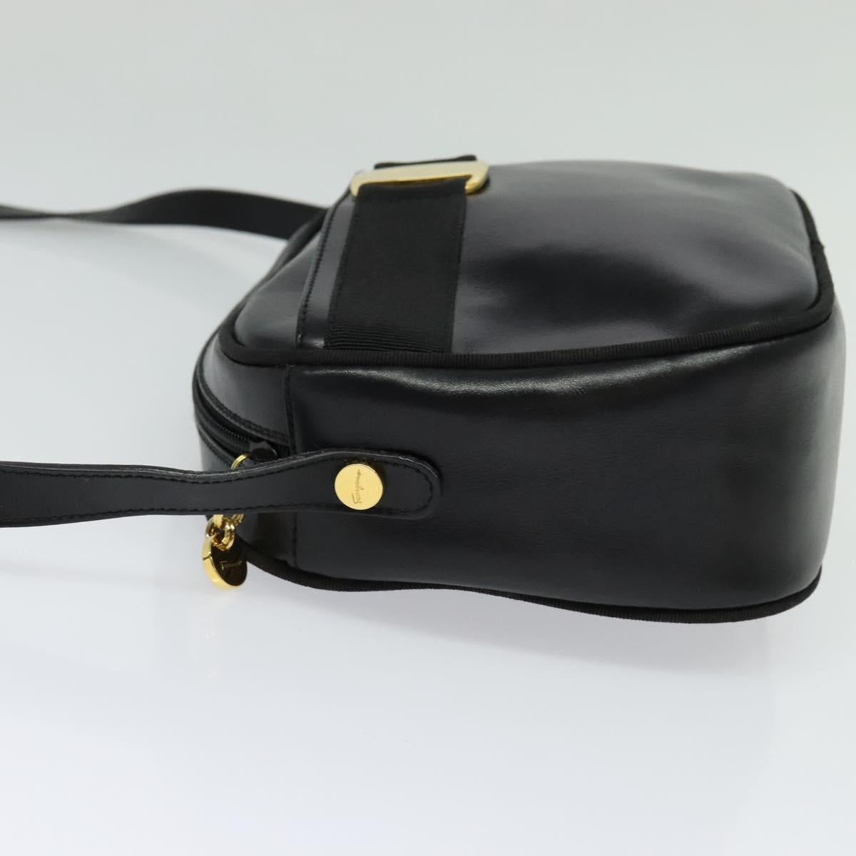 Salvatore Ferragamo Vala Shoulder Bag Leather Black Auth bs25584