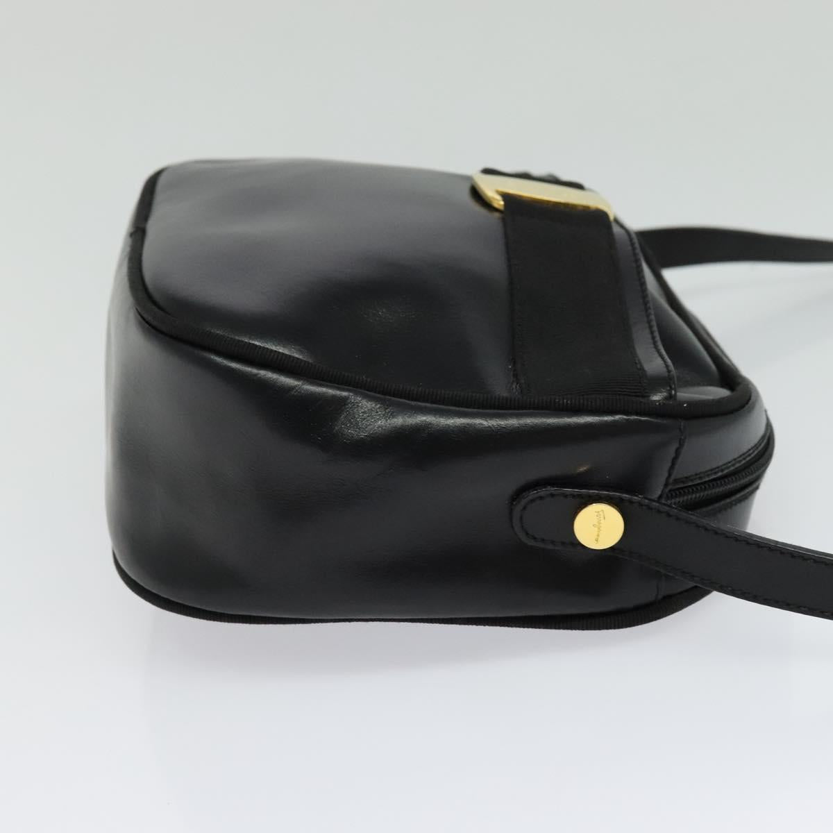 Salvatore Ferragamo Vala Shoulder Bag Leather Black Auth bs25584